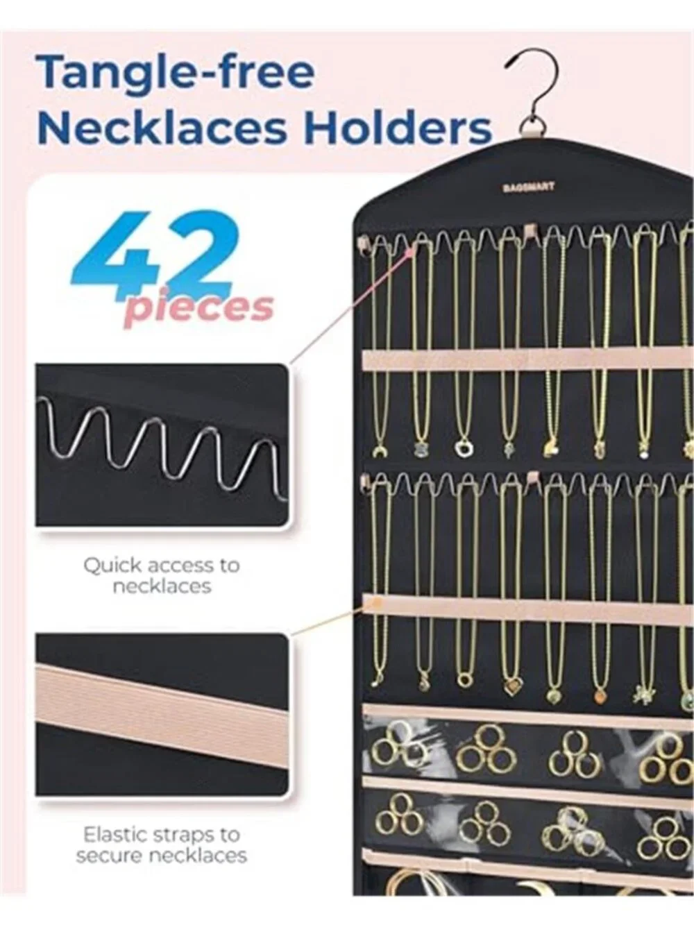 Hanging Jewelry Organizer Necklace Holder Earring Storage Door Organizer